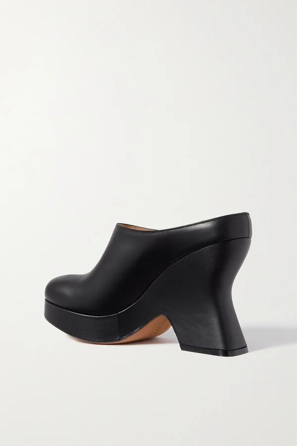 LOEWE - Terra Leather Platform Mules - Black - Image 3