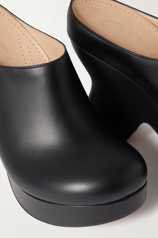 LOEWE - Terra Leather Platform Mules - Black - Image 4