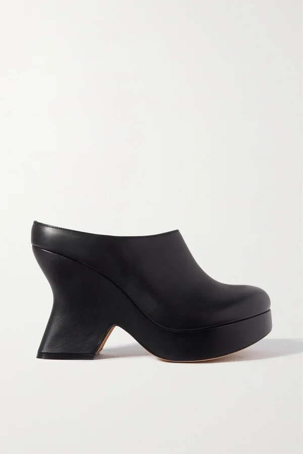 LOEWE - Terra Leather Platform Mules - Black