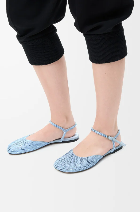 LOEWE - Toy Ankle Strap Ballerina In Rhinestone-embellished Suede Size: 35 For Woman - Image 2