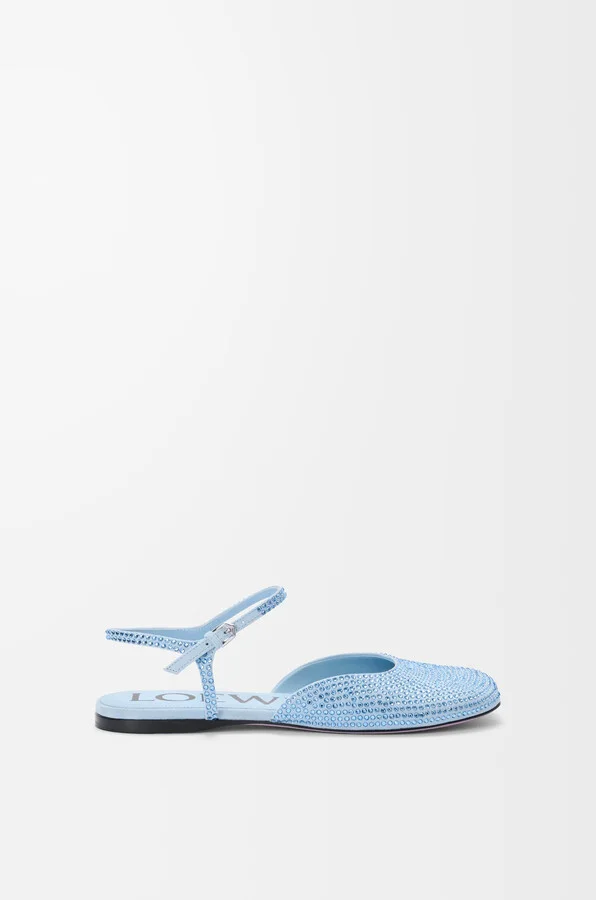 LOEWE - Toy Ankle Strap Ballerina In Rhinestone-embellished Suede Size: 35 For Woman