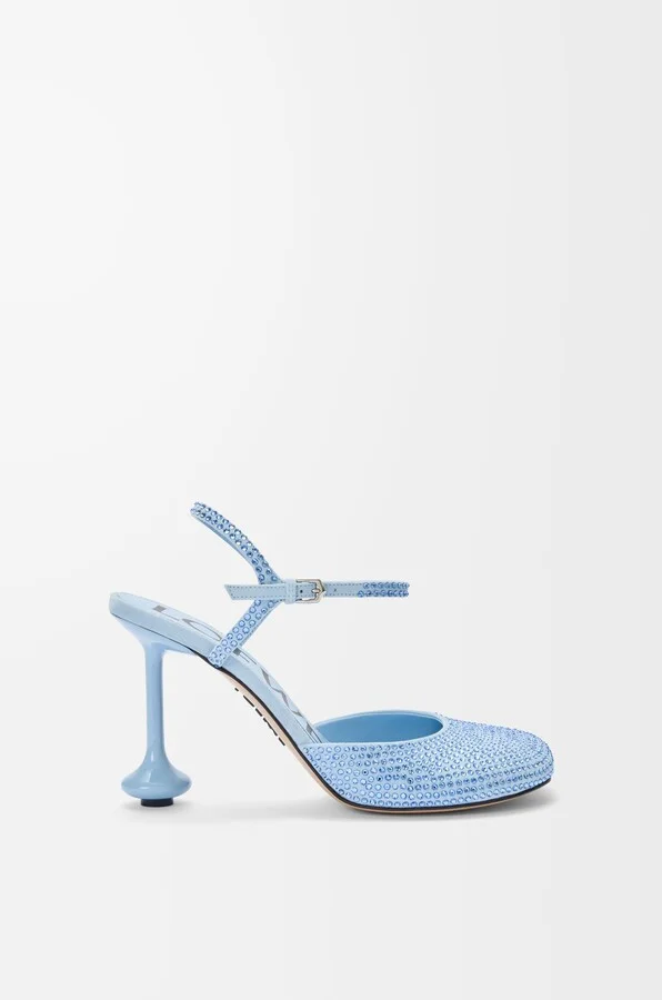 LOEWE - Toy Ankle Strap Pump In Rhinestone-embellished Suede Size: 35 For Woman