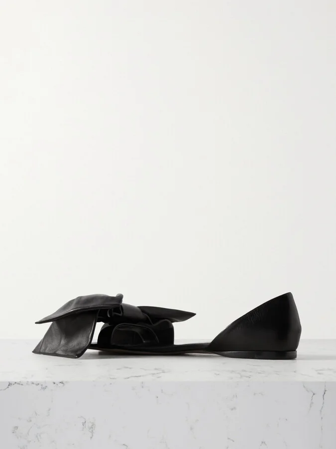 LOEWE - Toy Bow-detailed Leather Slides - Black - Image 3