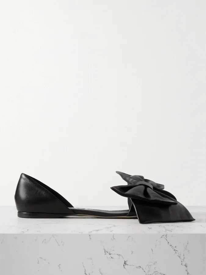 LOEWE - Toy Bow-detailed Leather Slides - Black