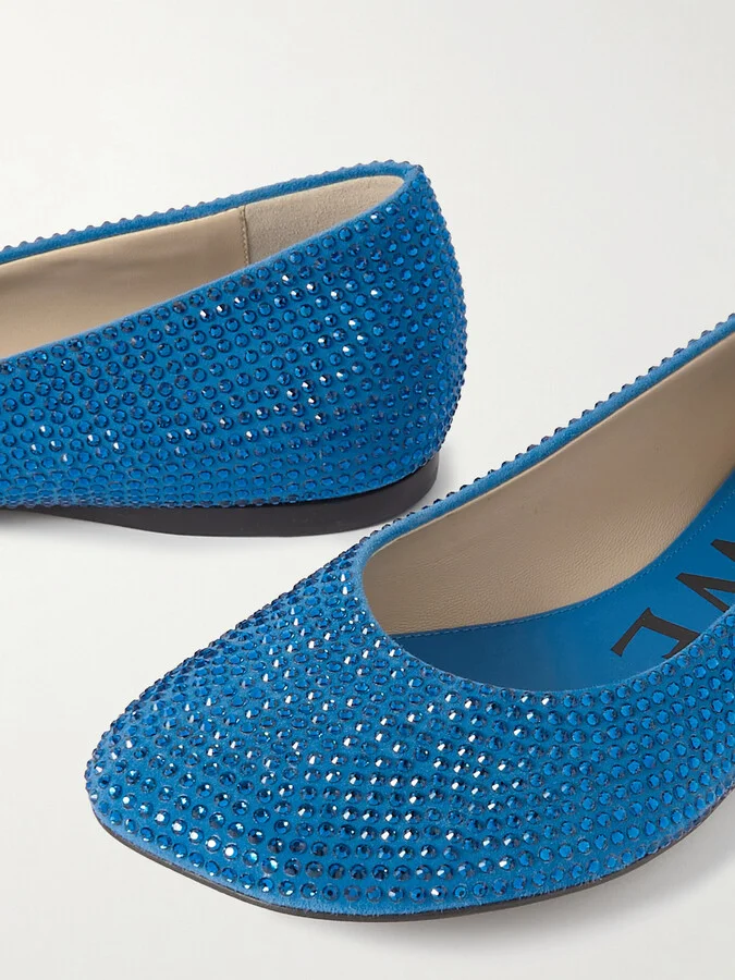 LOEWE - Toy Crystal-embellished Suede Ballet Flats - Blue - Image 4