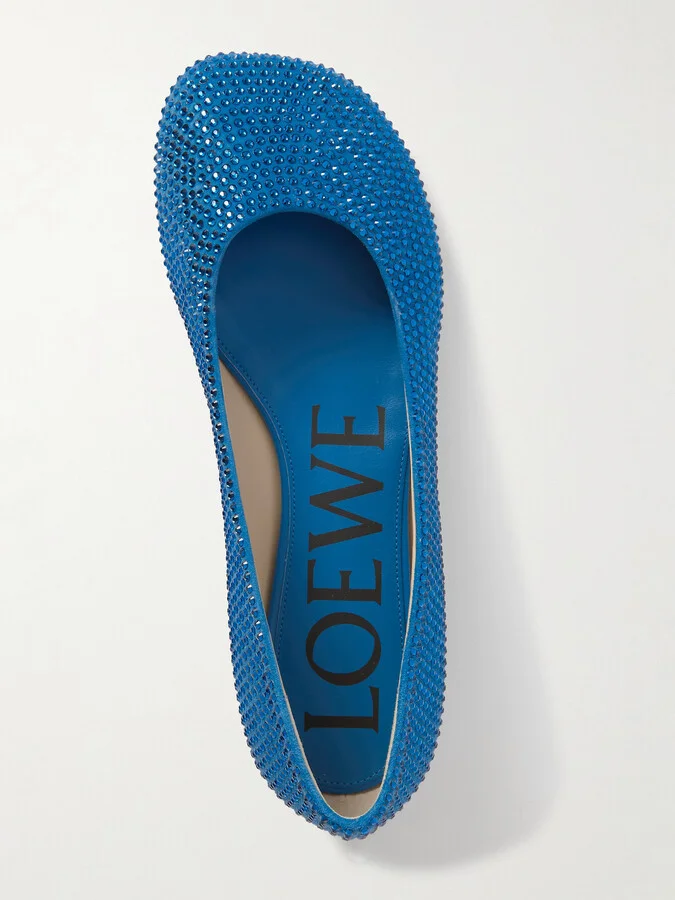 LOEWE - Toy Crystal-embellished Suede Ballet Flats - Blue - Image 5
