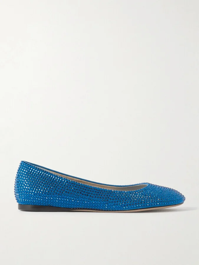LOEWE - Toy Crystal-embellished Suede Ballet Flats - Blue