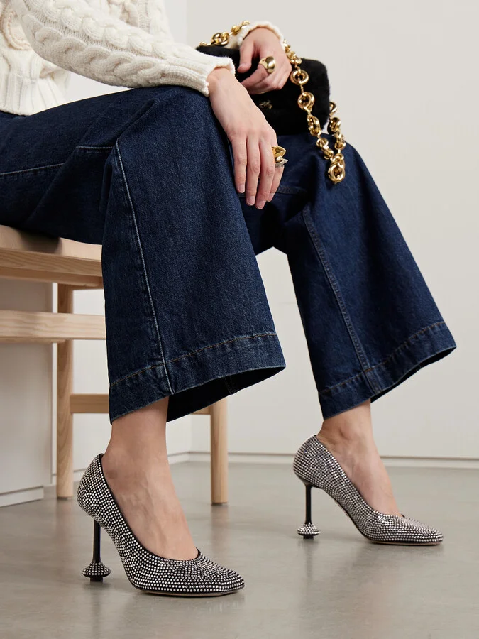 LOEWE - Toy Crystal-embellished Suede Pumps - Black - Image 2