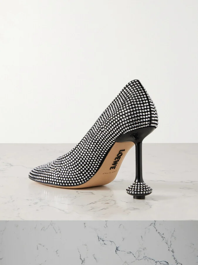 LOEWE - Toy Crystal-embellished Suede Pumps - Black - Image 3
