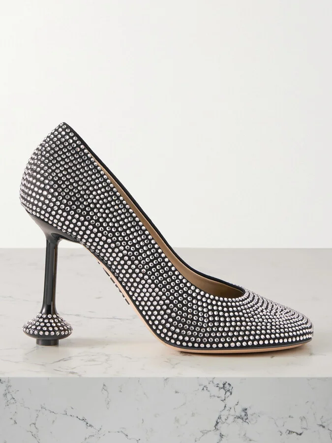 LOEWE - Toy Crystal-embellished Suede Pumps - Black