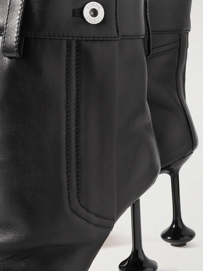 LOEWE - Toy Paneled Leather Ankle Boots - Black - Image 4