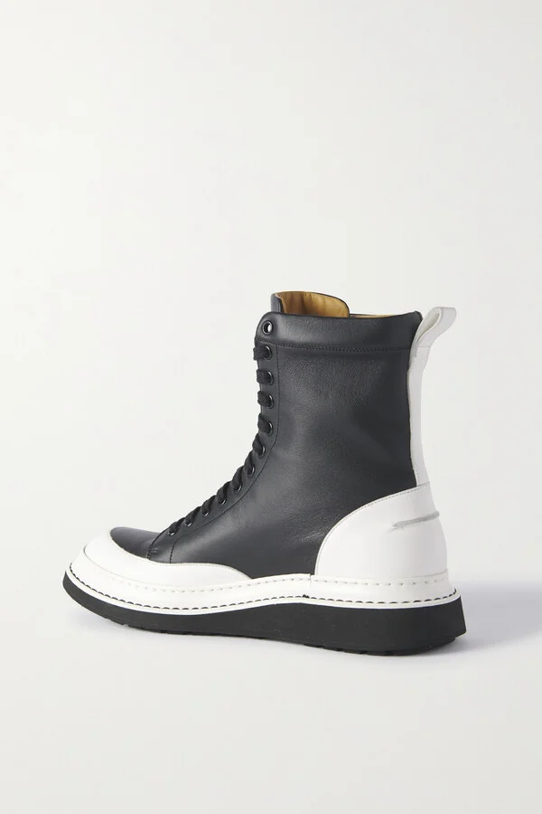 LOEWE - Two-tone Leather Combat Boots - Black - Image 3