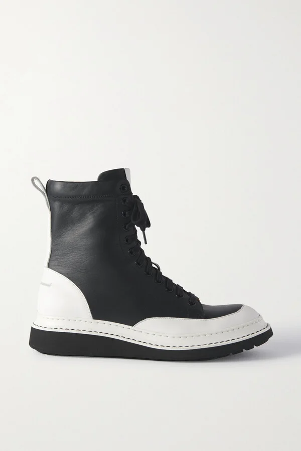 LOEWE - Two-tone Leather Combat Boots - Black