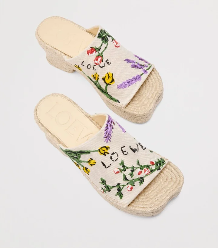 Loewe x Paula's Ibiza Embroidered Espadrille Sandals 80 - Image 4
