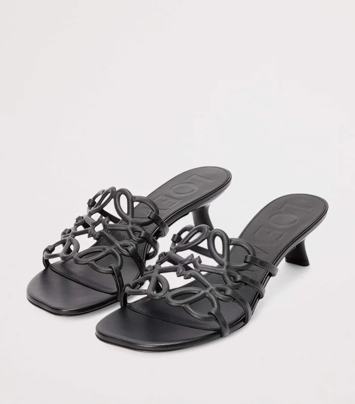 Loewe x Paula's Ibiza Leather Petal Anagram Heeled Slides 45 - Image 3