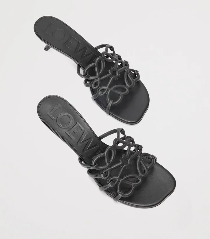 Loewe x Paula's Ibiza Leather Petal Anagram Heeled Slides 45 - Image 4