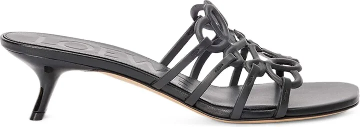 Loewe x Paula's Ibiza Leather Petal Anagram Heeled Slides 45