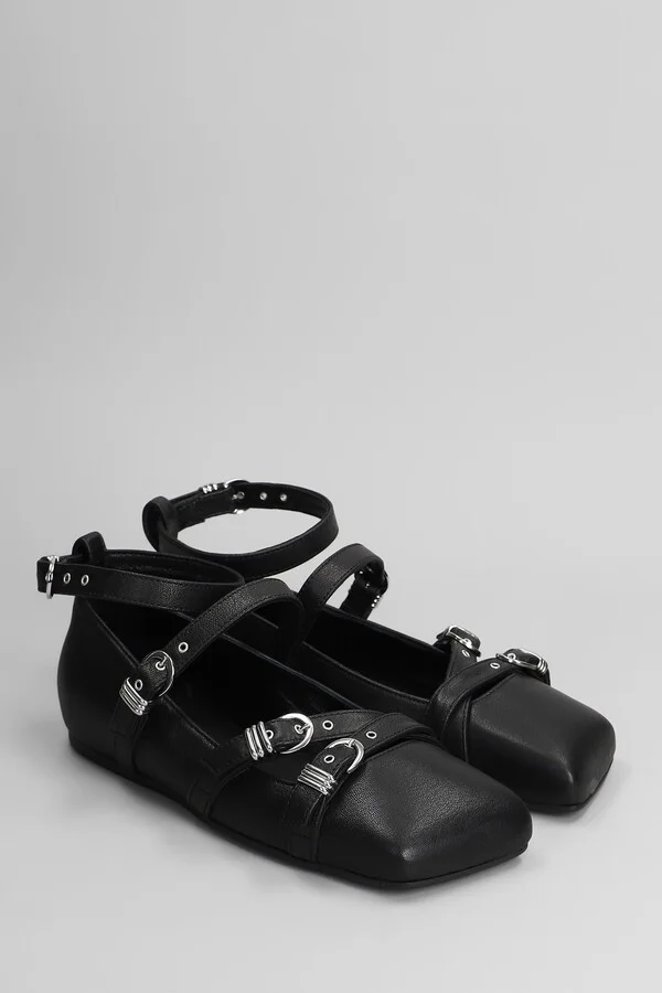 Logic 101 Ballet Flats In Black Leather - Image 2