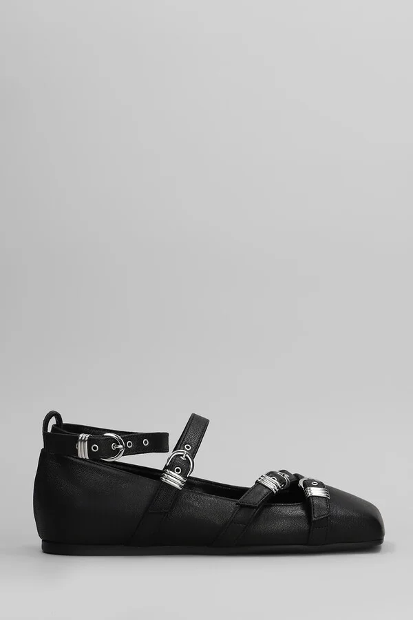 Logic 101 Ballet Flats In Black Leather