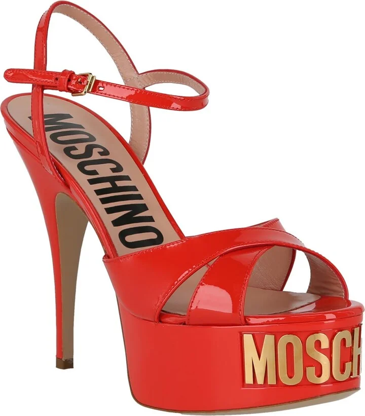Logo Ankle Strap Platform Sandal