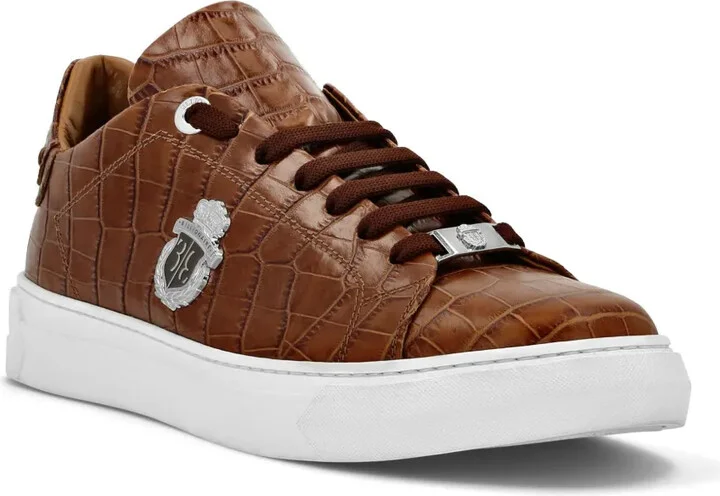 Logo-Appliqué Crocodile-Effect Sneakers - Image 2