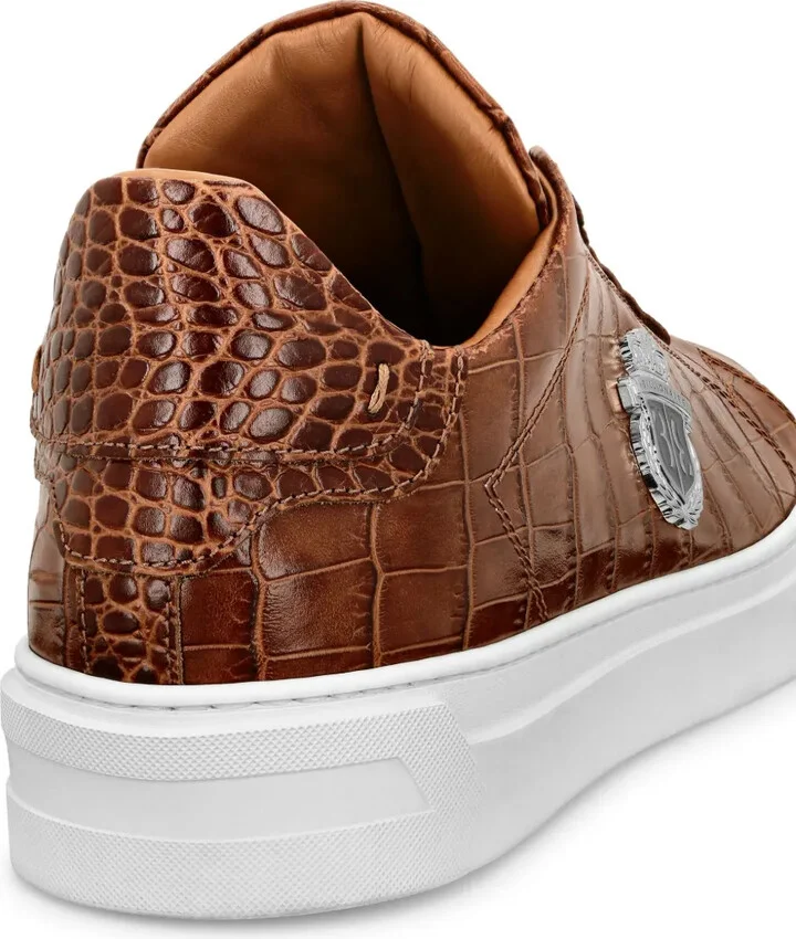 Logo-Appliqué Crocodile-Effect Sneakers - Image 3