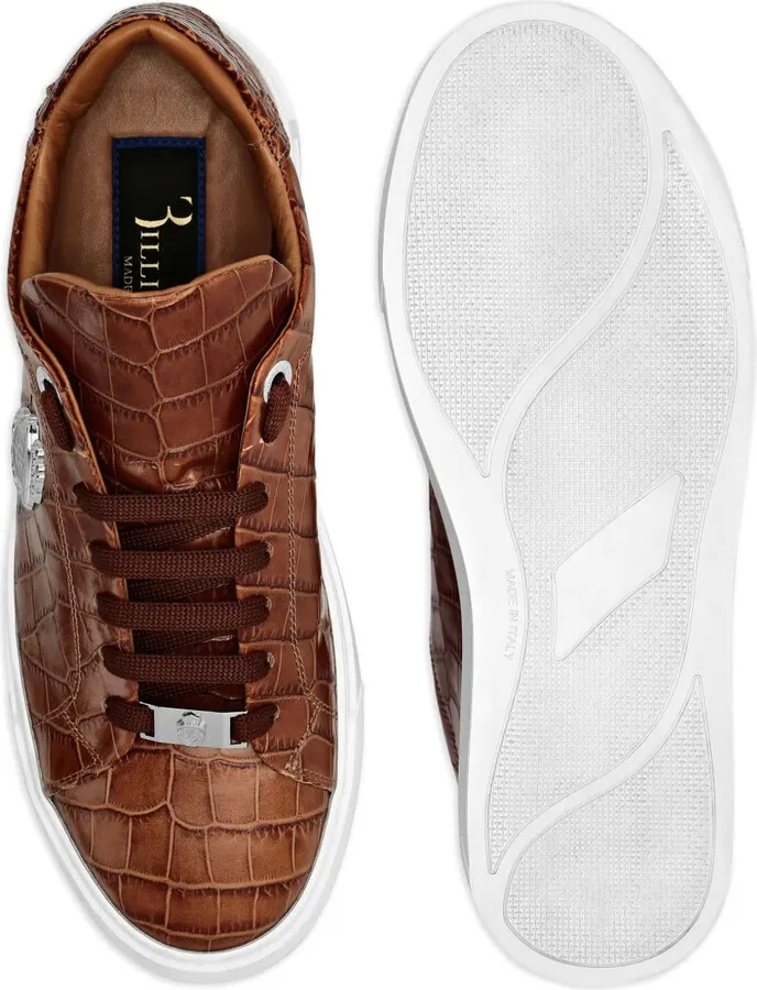 Logo-Appliqué Crocodile-Effect Sneakers - Image 4