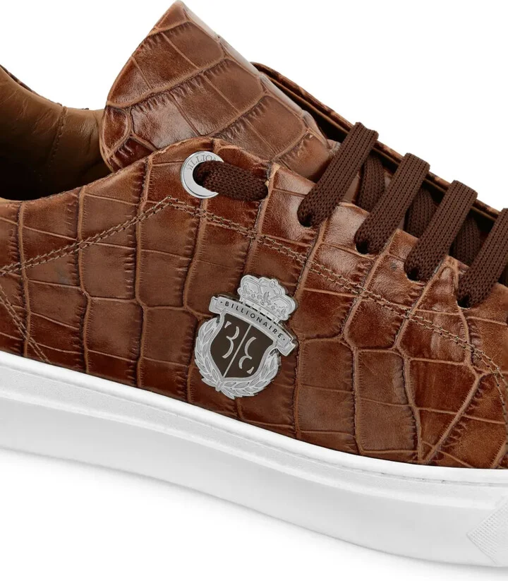 Logo-Appliqué Crocodile-Effect Sneakers - Image 5