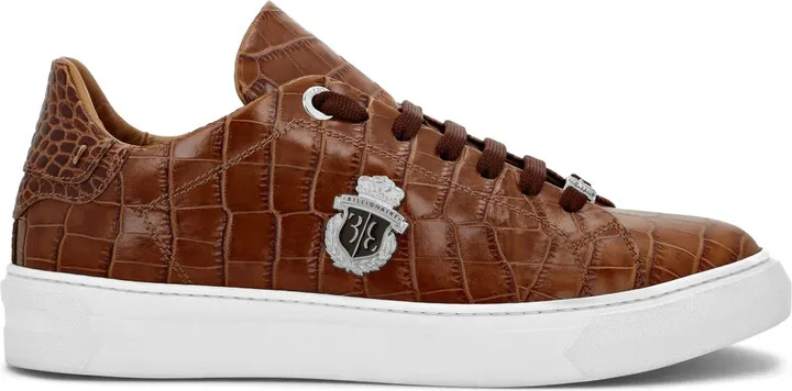 Logo-Appliqué Crocodile-Effect Sneakers
