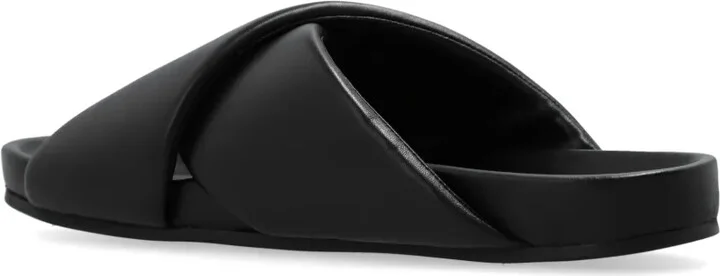Logo-Appliqué Crossover Leather Slides - Image 3