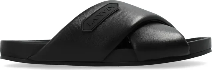 Logo-Appliqué Crossover Leather Slides