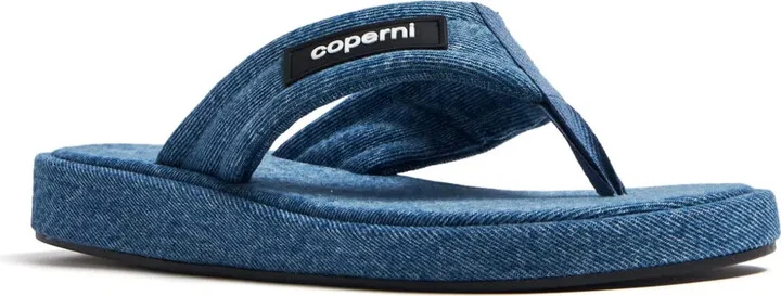 Logo-Appliqué Denim Flip-Flops - Image 2