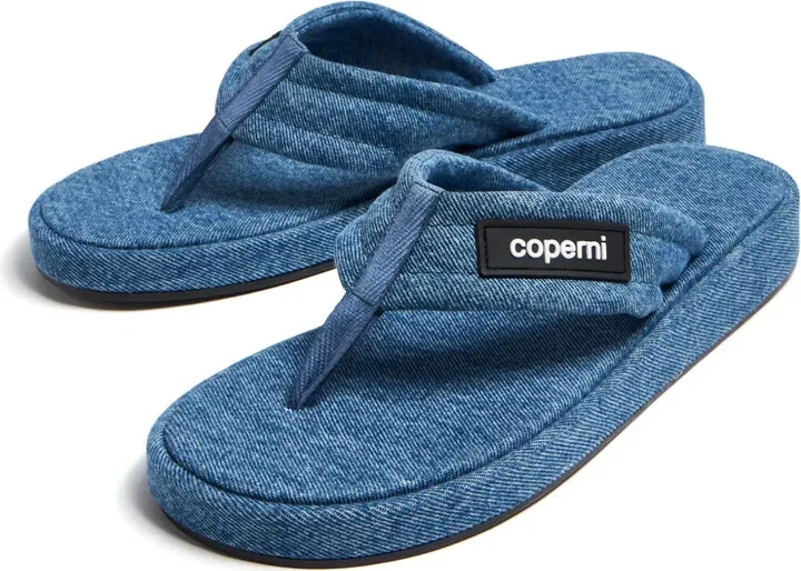 Logo-Appliqué Denim Flip-Flops - Image 4