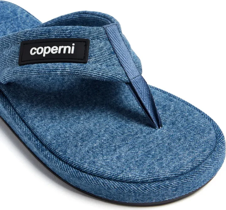 Logo-Appliqué Denim Flip-Flops - Image 5