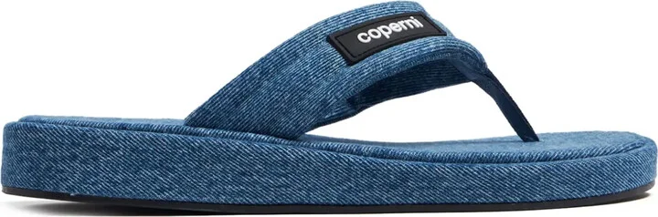 Logo-Appliqué Denim Flip-Flops