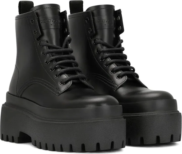 Logo-Appliqué Leather Combat Boots - Image 2