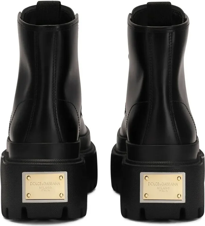 Logo-Appliqué Leather Combat Boots - Image 3
