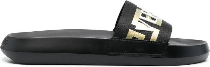 Logo-Appliqué Open Toe Slides