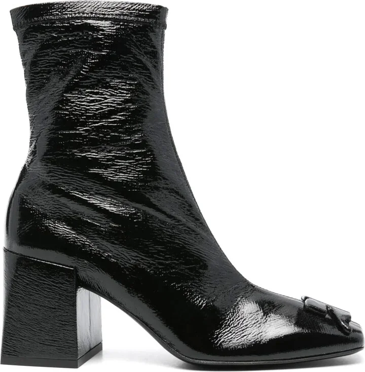 Logo-Appliqué Patent Leather Boots