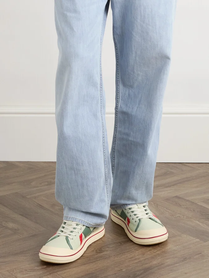 Logo-Appliquéd Leather-Trimmed Canvas Sneakers - Image 2