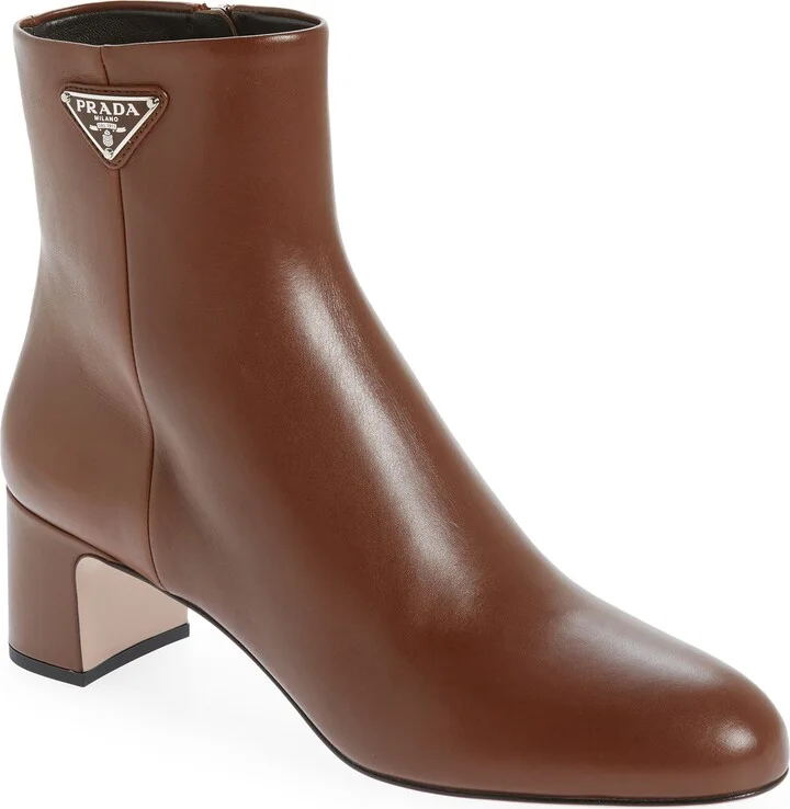 Logo Block Heel Bootie