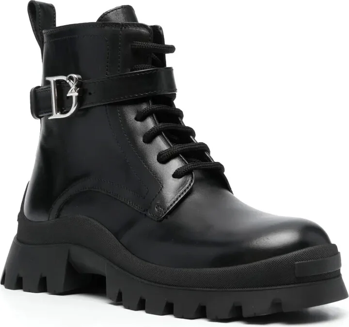 Logo-Buckle Leather Ankle Boots - Image 2