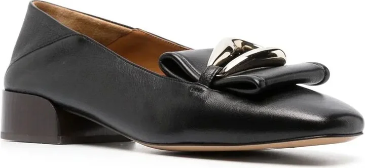 Logo Buckle Leather Loafers - Image 2