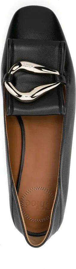 Logo Buckle Leather Loafers - Image 4