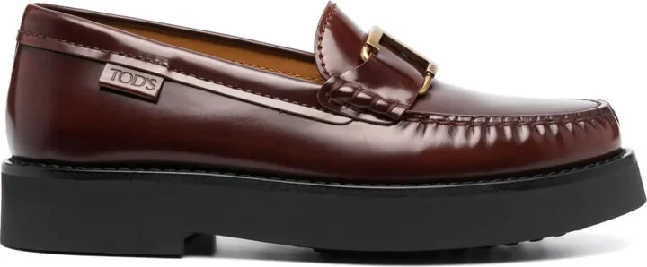 Logo-Buckle Leather Loafers