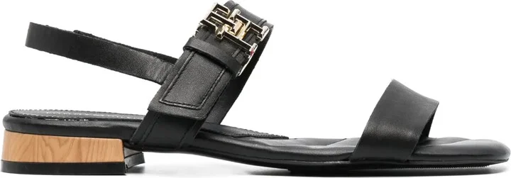 Logo-Buckle Leather Sandals