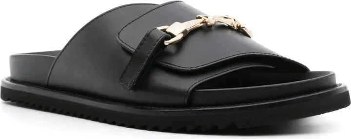 Logo-Buckle Leather Slides - Image 2