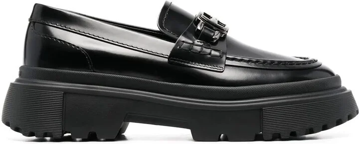 Logo Buckle Platform Loafers
