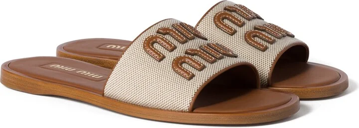 Logo Canvas Slide Sandal