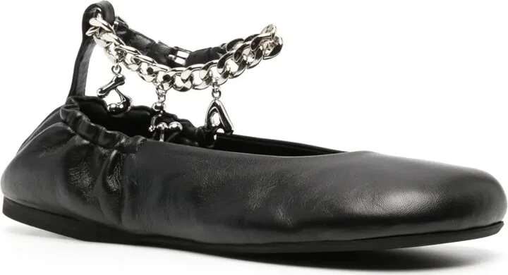 Logo-Charm Leather Ballerina Shoes - Image 2